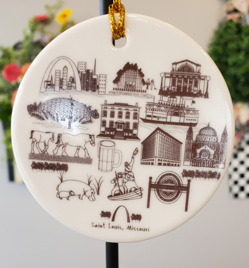 St. Louis landmarks round ornament