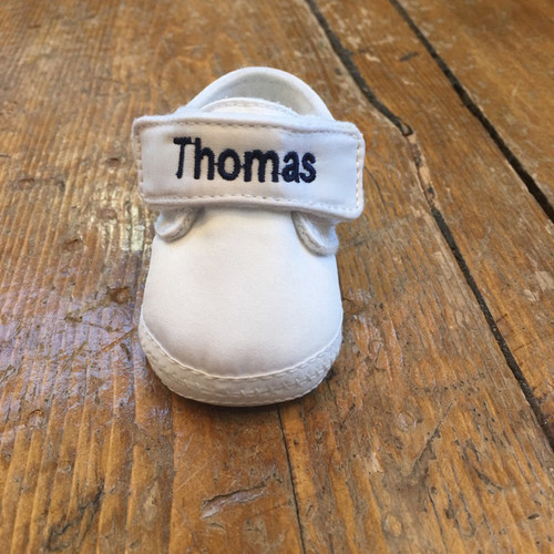 white crib shoes