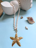 Large Sea Star Spiral Pearls Necklace