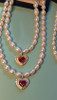 Elegant Ruby Heart and Pearl Necklace