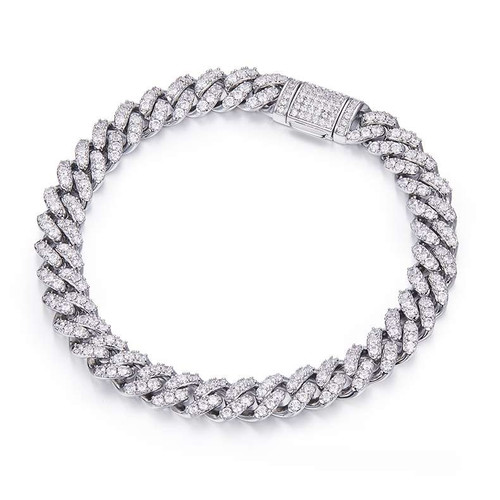 8MM Moissanite Cuban Link Bracelet in Sterling Silver silver bracelets Chez Judy 8MM Moissanite Cuban Link Bracelet in Sterling Silver silver bracelets Chez Judy