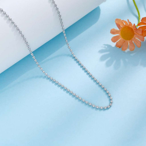 Platinum pull-out adjustable tube bead super sparkling chain 1.5mm chains Chez Judy Platinum pull-out adjustable tube bead super sparkling chain 1.5mm chains Chez Judy