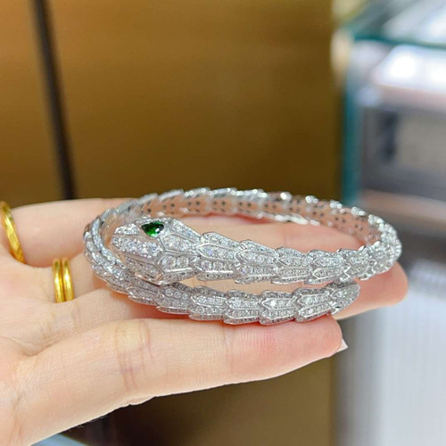 Platinum Moissanite Serpenti Bangle Bracelet bracelets Chez Judy Platinum Moissanite Serpenti Bangle Bracelet bracelets Chez Judy