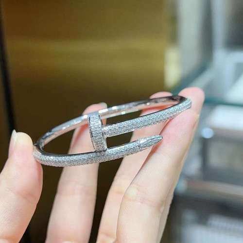 Platinum Juste un Clou Bracelet Full Paved with Moissanite bracelets Chez Judy Platinum Juste un Clou Bracelet Full Paved with Moissanite bracelets Chez Judy