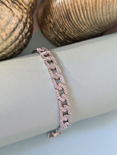 Platinum Cuban Link Moissanite Bracelet bracelets Chez Judy Platinum Cuban Link Moissanite Bracelet bracelets Chez Judy