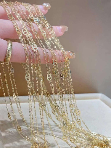 Big and Small Mixed Mariner Link Chain Necklace in 18K Gold Big and Small Mixed Mariner Link Chain Necklace in 18K Gold