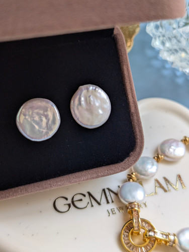 Modern Coin Pearl Studs