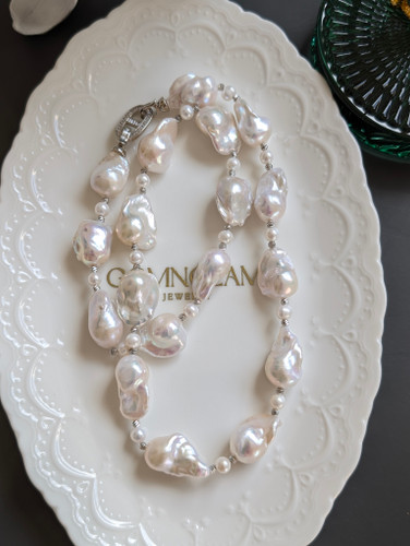 Soft Statement Spaced Baroque Necklace