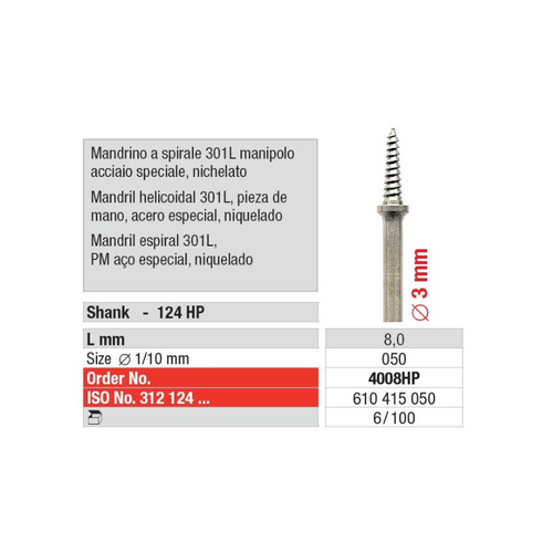 4008HP Mandril Helicoidal 301L