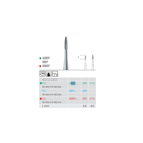 889.009.FG Broca de diamante em forma de chama (5 uds.)