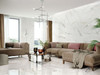 Calacatta marble effect polished white and gold porcelain floor and wall tiles 800x800mm