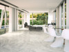 Perla or light grey ceramic floor tiles, marble effect, bathroom and kitchen use.