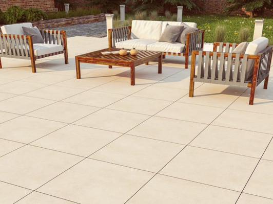 Torquay Ivory 20mm External Matt Porcelain Outdoor Tile