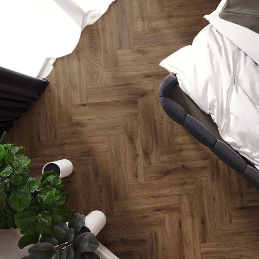 Finest natural dark oak wood effect porcelain floor and wall tile