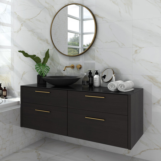 Gold carrara marble effect porcelain floor and wall tile in a 300x600mm size.