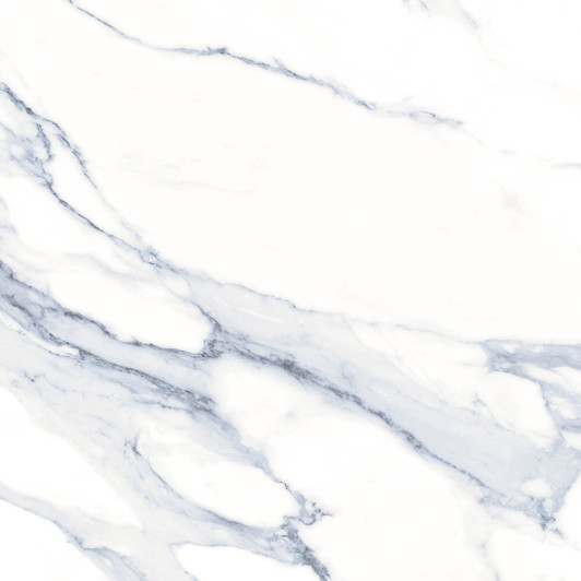 Large format white and blue marble effect Statuario porcelain floor and wall tile.