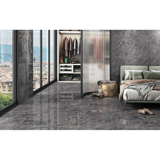 Dark Grey and Black Matt effect luxury floor and wall porcelain tiles 600x600mm