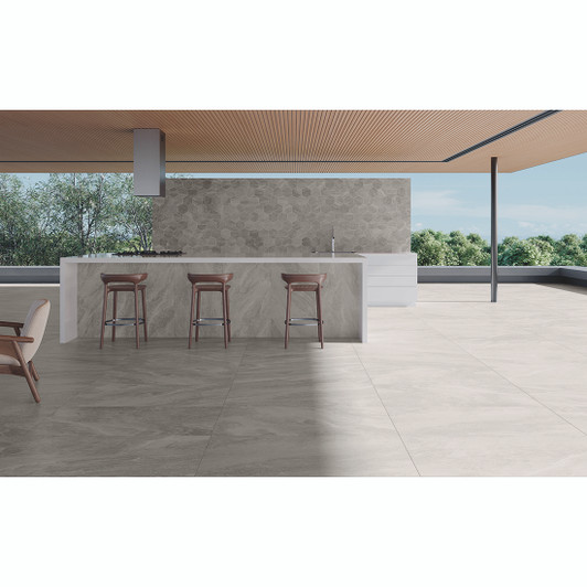 90x90cm Stormy Grey porcelain matt floor and wall tile for bathroom, hallway, kitchen floor and lounge area