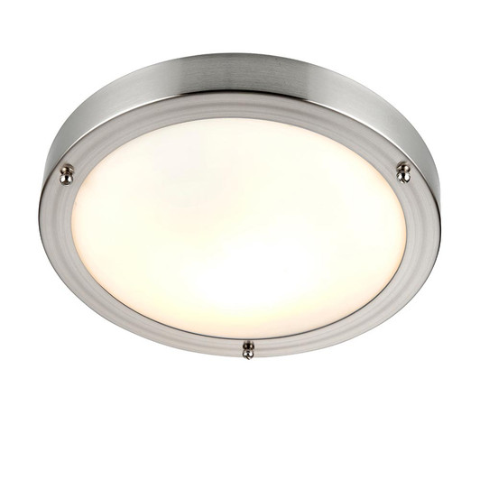 Portico satin Nickel IP44 40W Ceiling Light for the bathroom