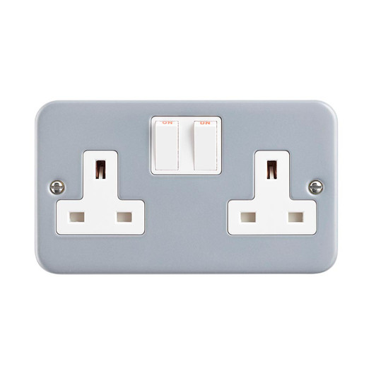 Metal Clad 13A 2G DP Switched Socket