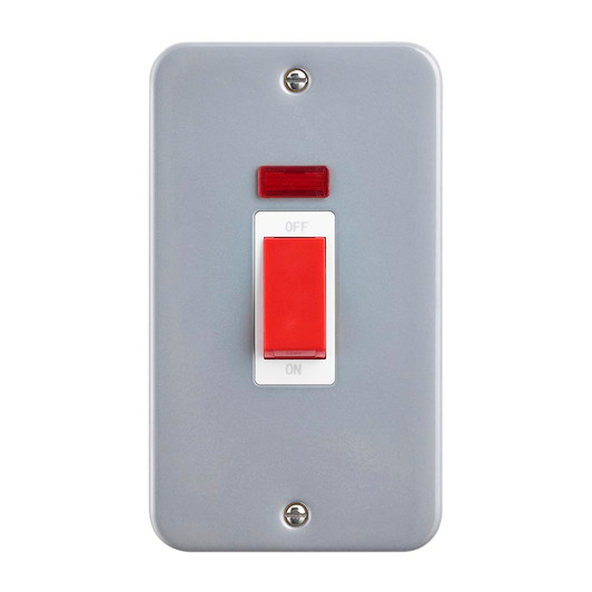 Metal Clad 45A Large Plate DP Switch with Neon