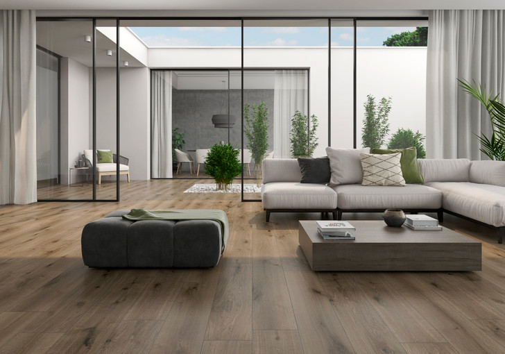 Sauvage outdoor and indoor wood effect porcelain tiles with an anti slip rating.