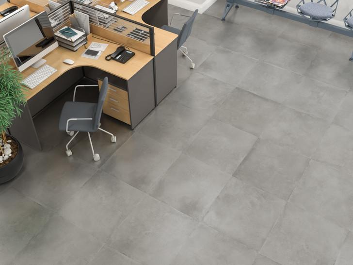 Premium Elements range - Grey matt concrete look porcelain wall and floor tiles.