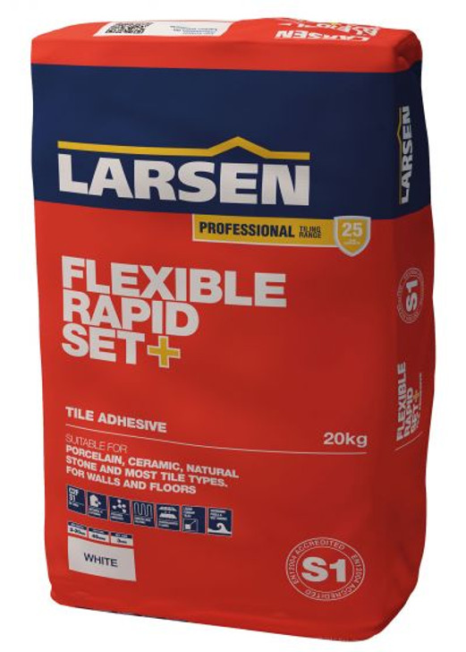 Buy Larsen Rapid Set Flexible Plus White Floor & Wall Tile Adhesive S1 Grade