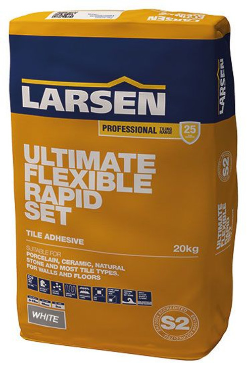 Buy Larsen Rapid Set Ultimate Flexible White Floor & Wall Tile Adhesive S2 Grade