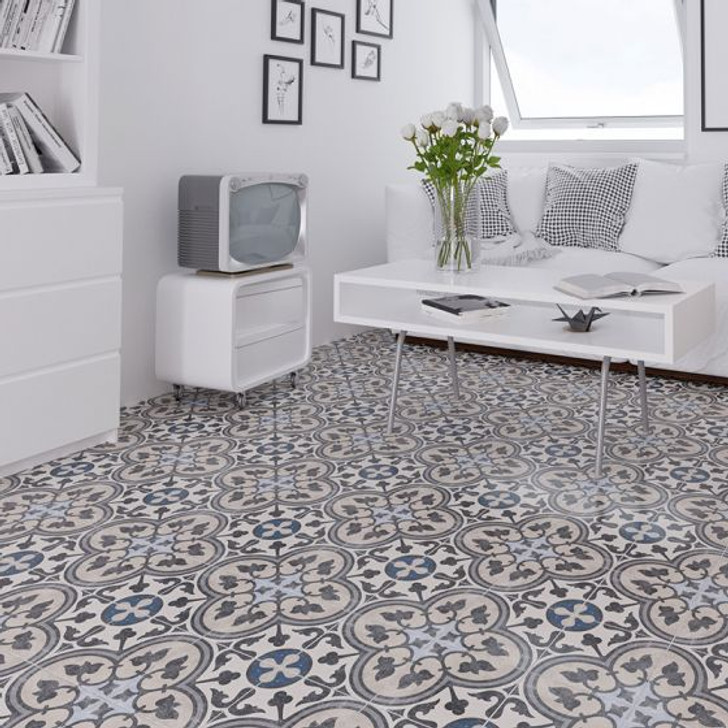 Victorian Encaustic Effect Porcelain Floor Tile 186x186mm