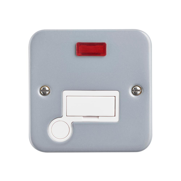 Metal Clad 13A Unswitched Fused Spur Unit with Flex Outlet and Neon