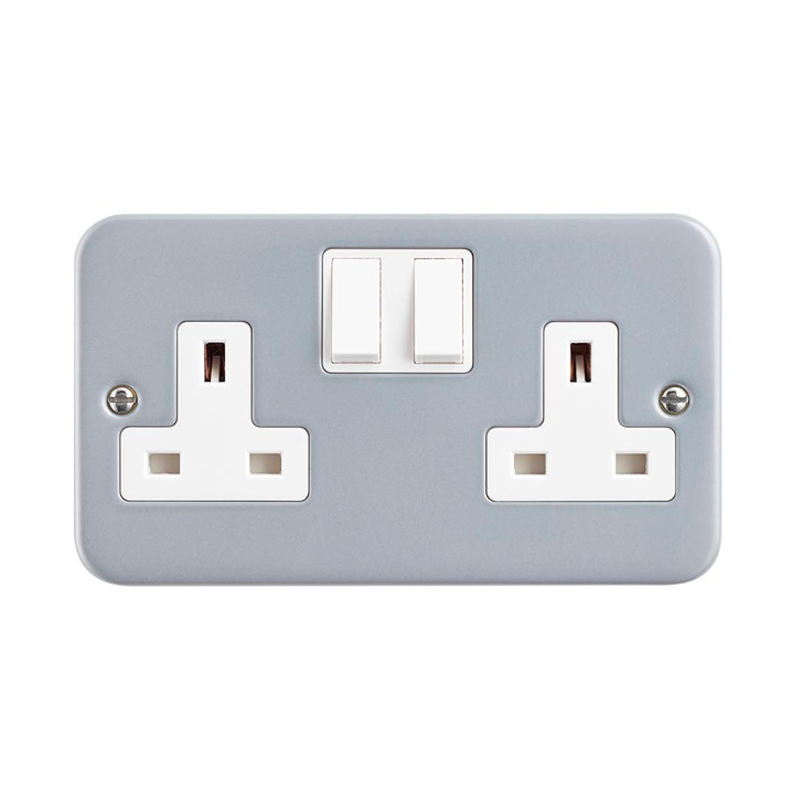 Metal Clad 13A 2G DP Switched Socket