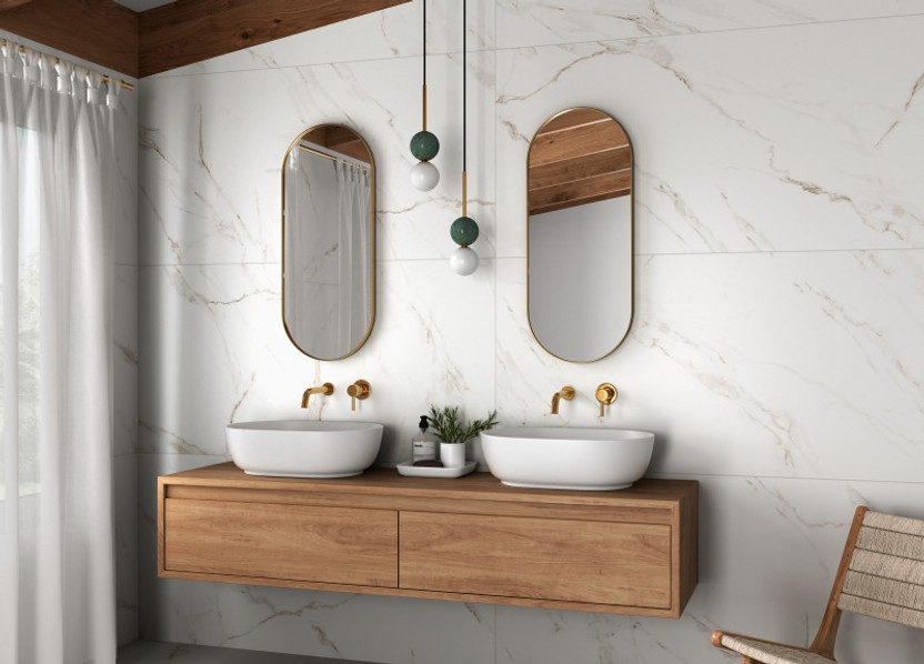 How is the Carrara Gold Marble Effect Tile 60x120cm Matt Finish