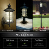 different  view of Hampton Wall Lamp with solar cell on top with examples of it with base under it