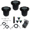 RGBCW LED ABS Composite In Ground N.S.C. Well Light Kit w/ Open Brass Cover Main Shown In Black