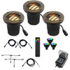 RGBCW 12V LED Curved Grill NSC In Ground Well Light Landscape Lighting 3 Kit Shown in Bronze