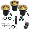 RGBCW 12V LED Curved Grill NSC In Ground Well Light Landscape Lighting 3 Kit Shown in Raw Brass