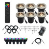 RGBCW 12V LED Curved Grill NSC In Ground Well Light Landscape Lighting 6 Kit Shown in Satin Nickel