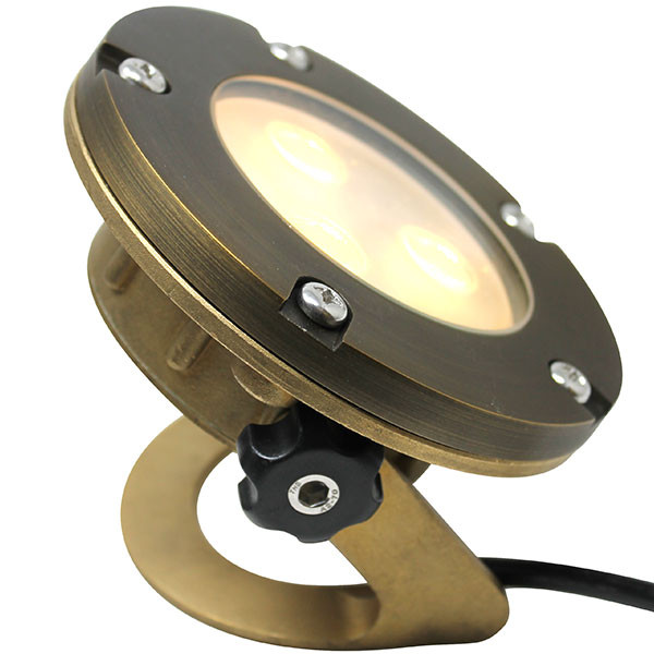 Heavy Cast Brass LED Spotlight w/ Open Cover AQLighting