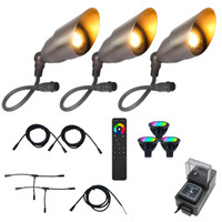 12V LED RGBW Adjustable Brass Spotlight NSC Kit Main in Bronze