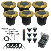 RGBCW LED ABS Composite In Ground N.S.C. 6 Well Light Kit Main in Raw Brass