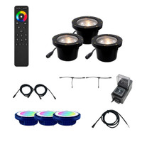 Cast In Ground N.S.C. Well Light 3 Kit w/ Open Face Cover System,  Bulbs Included - OIGLK-4B-OPN-RGBCW-3