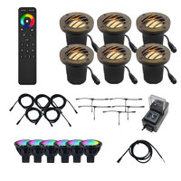 RGBCW 12V LED Curved Grill NSC In Ground Well Light Landscape Lighting 6 Kit Shown in Bronze