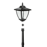 Black Aluminum Elegante Solar Lamp With Lamp Post Base
