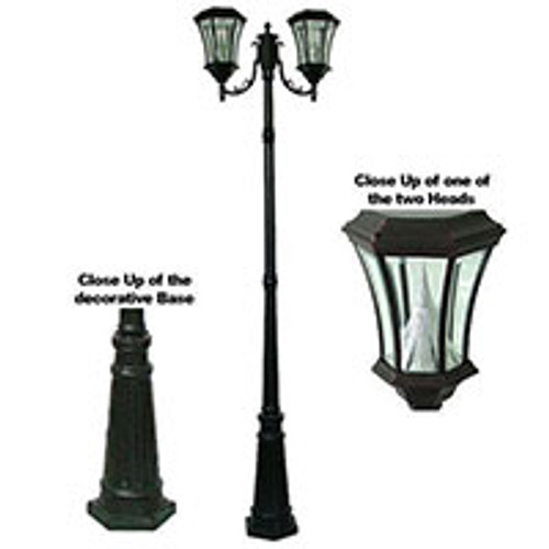 Victorian Bulb Solar Lamp Post w/GS Solar Light Bulb - Single Lamp - Black