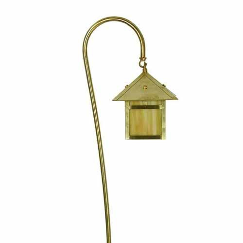 PL-09 Lantern with Gooseneck Stanchion in brass with brass gooseneck