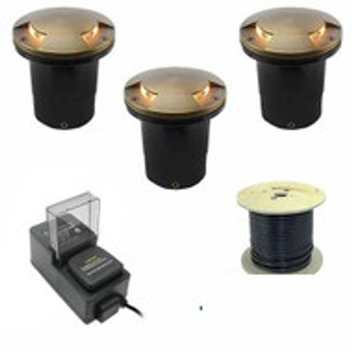 Mushroom Cover - 12V In Ground Well Light Landscape Lighting 3-Kit - Marker Lights - PGC3B-MH-KIT