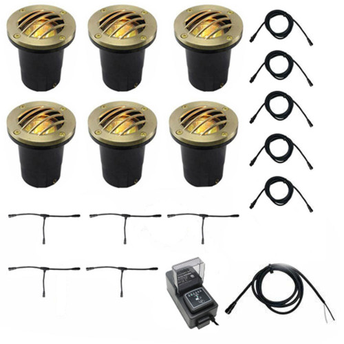 12V LED Curved Grill NSC In Ground Well Light Landscape Lighting 6 kit, Landscaping Lights w/ NSC, Easy DIY Installation, LED Bulbs Included - OIGLK-3B-GRL-6