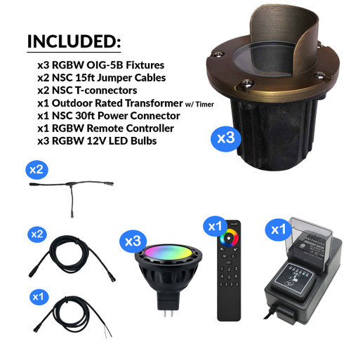RGBCW LED ABS Composite In Ground N.S.C. Well Light Kit w/ Glare Shield Cover Listed View