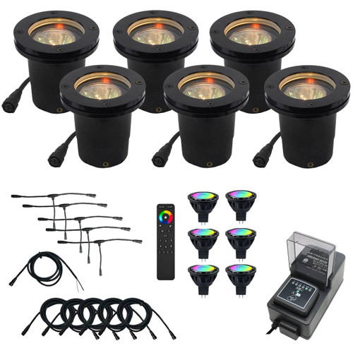 RGBCW LED Open Face In Ground Well Light Landscape Lighting 6 pack 12V NSC, Easy All-Included DIY Installation - OIGLK-3B-OPN-6-RGBCW